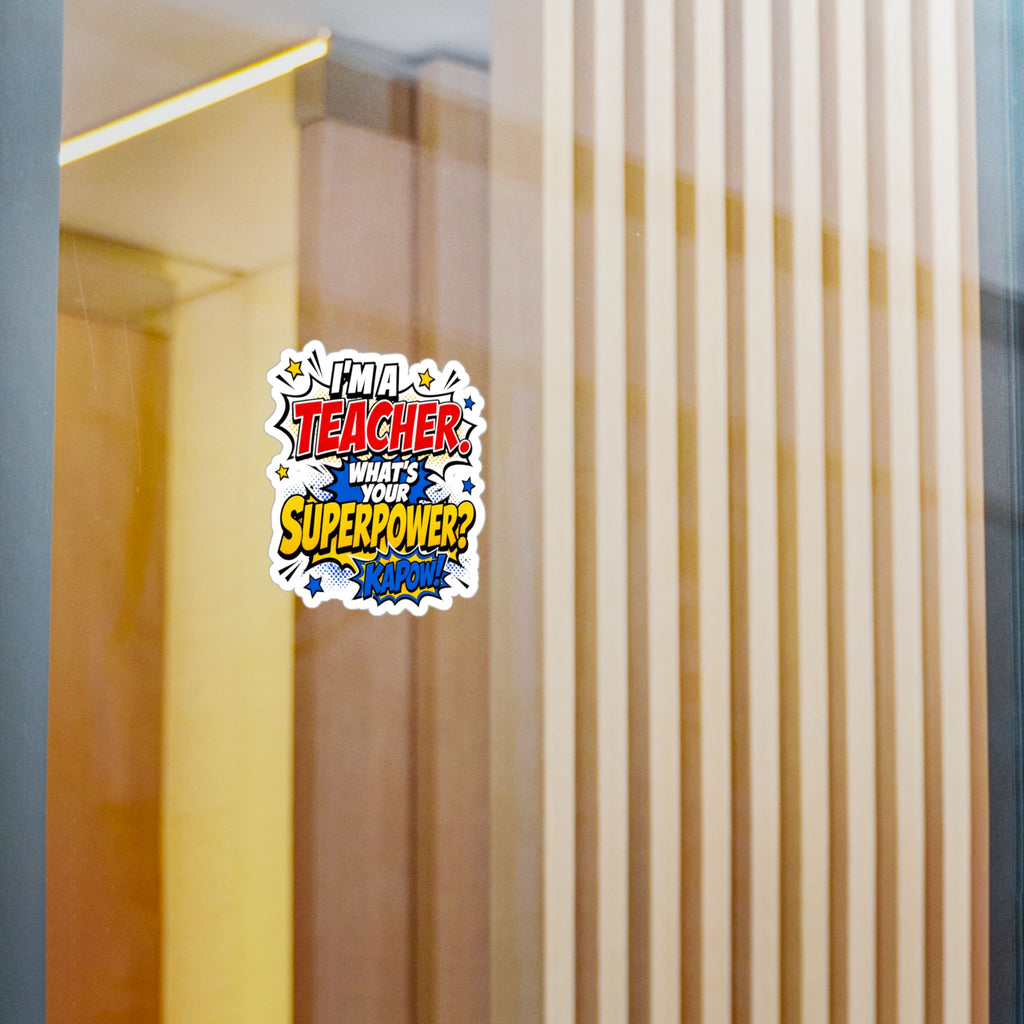 Teacher Superpower Retro Comic Book Die-Cut Decal Vinyl Sticker
