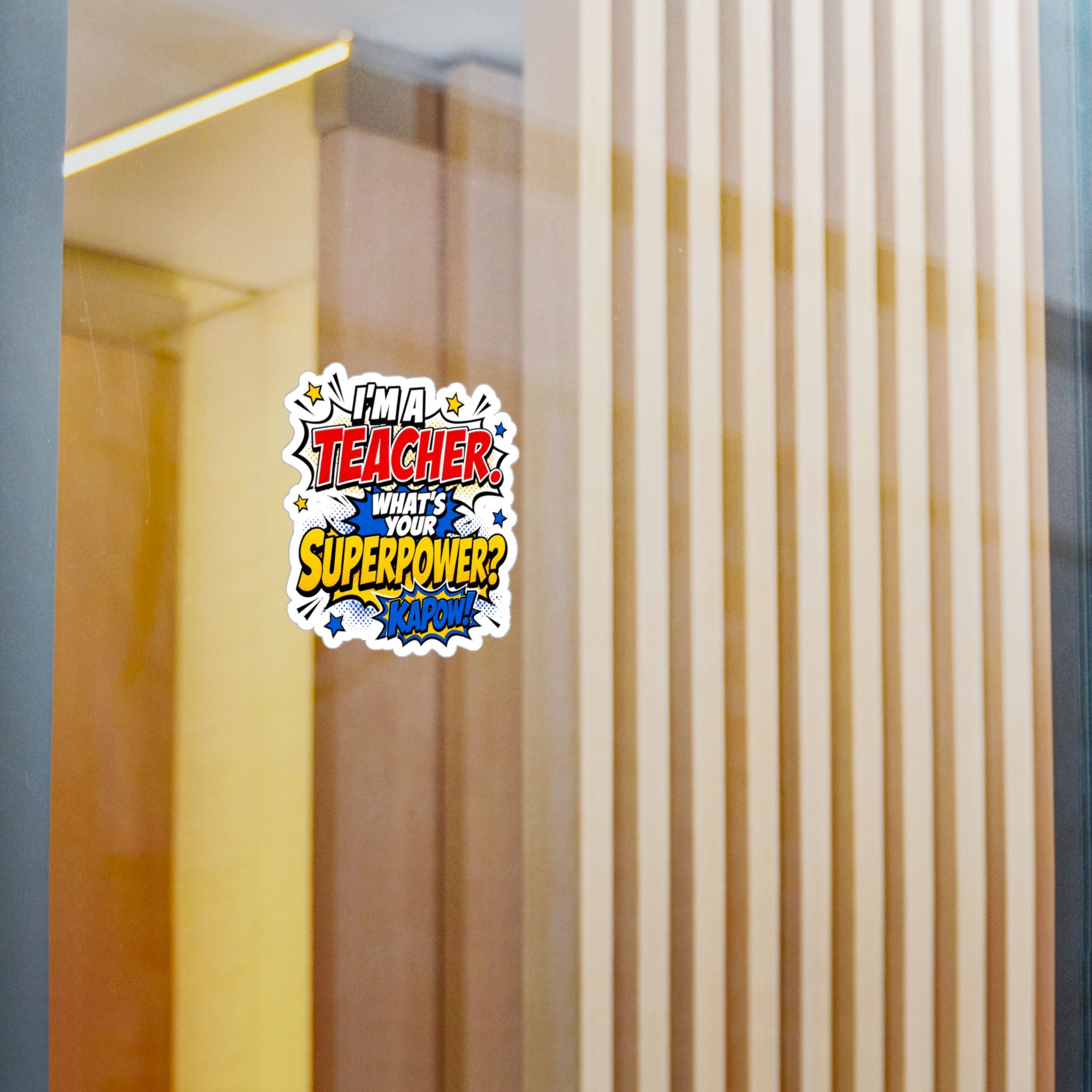 Teacher Superpower Retro Comic Book Die-Cut Decal Vinyl Sticker