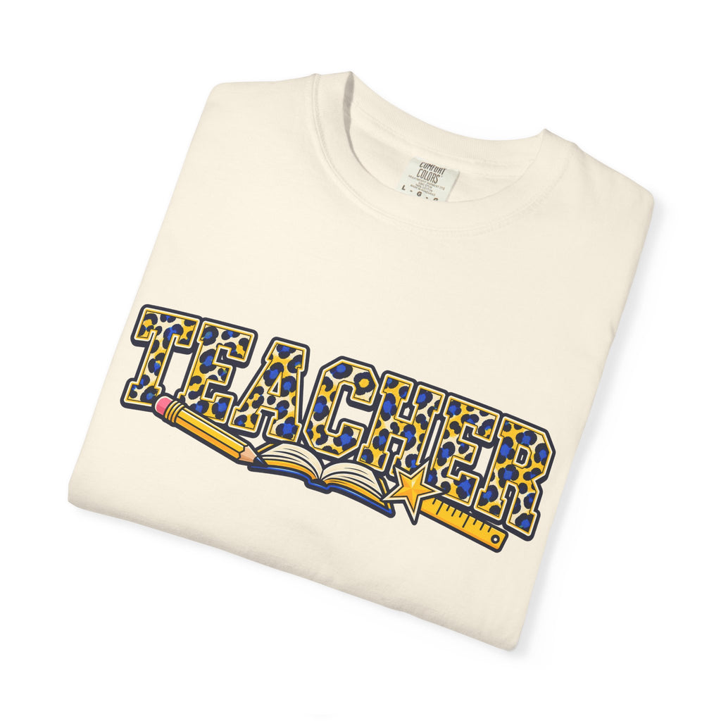Leopard Print Teacher Comfort Colors® Heavyweight Tee 🍎✏️
