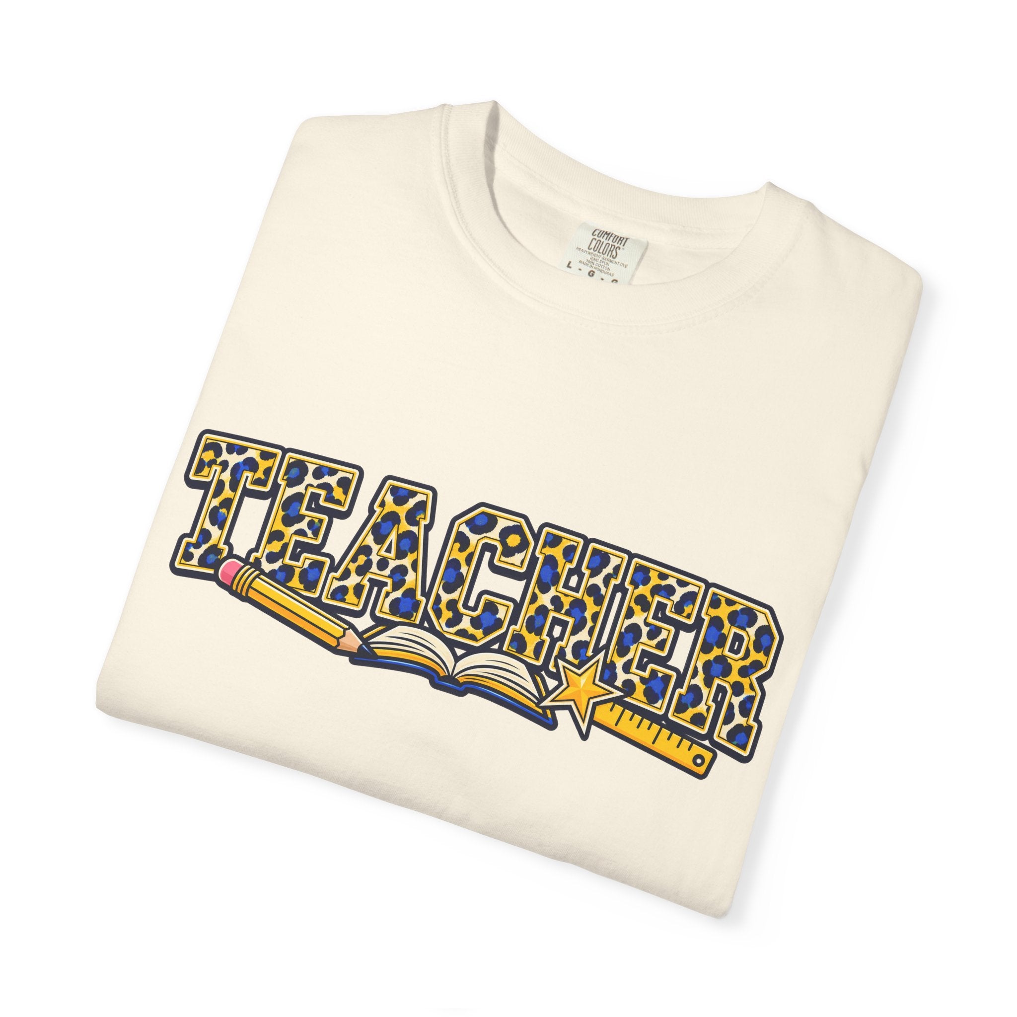 Leopard Print Teacher Comfort Colors® Heavyweight Tee 🍎✏️