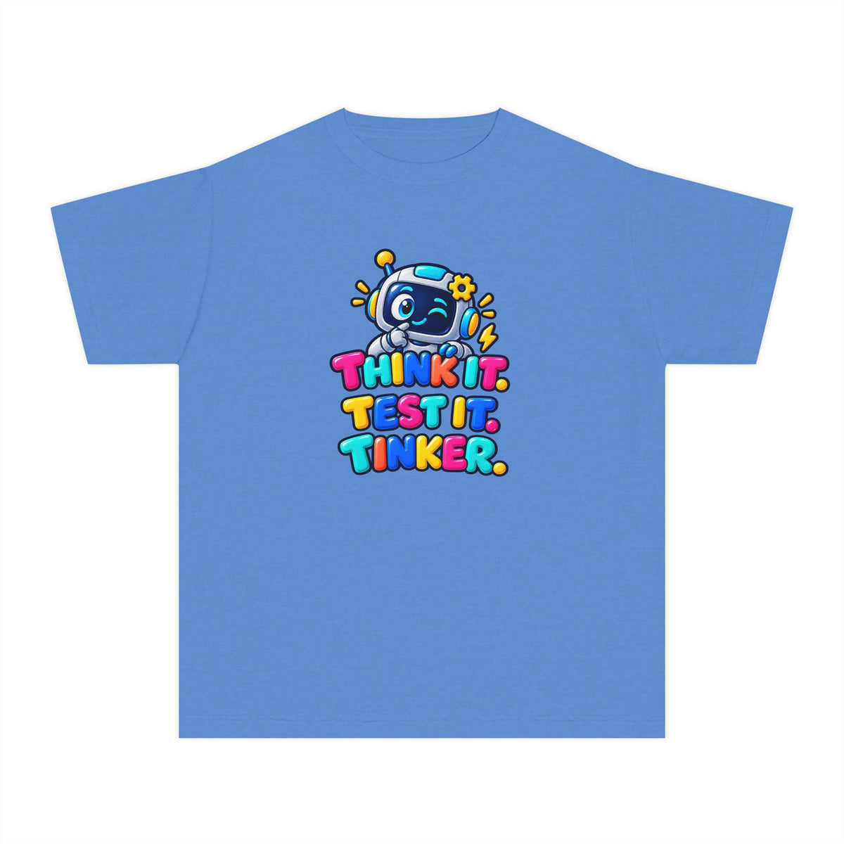 🤖 Think It. Test It. Tinker." Robot STEM Graphic Kids Tee