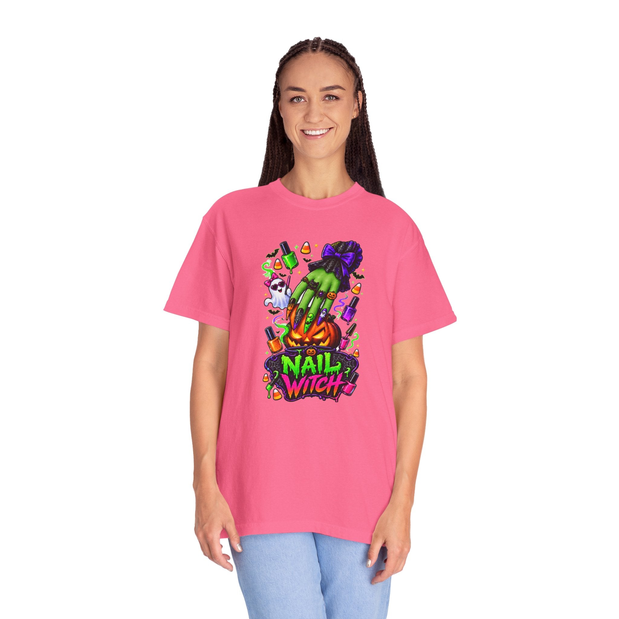 Nail Witch Halloween Tee – Adult Unisex Nail Tech & Beauty Salon Shirt