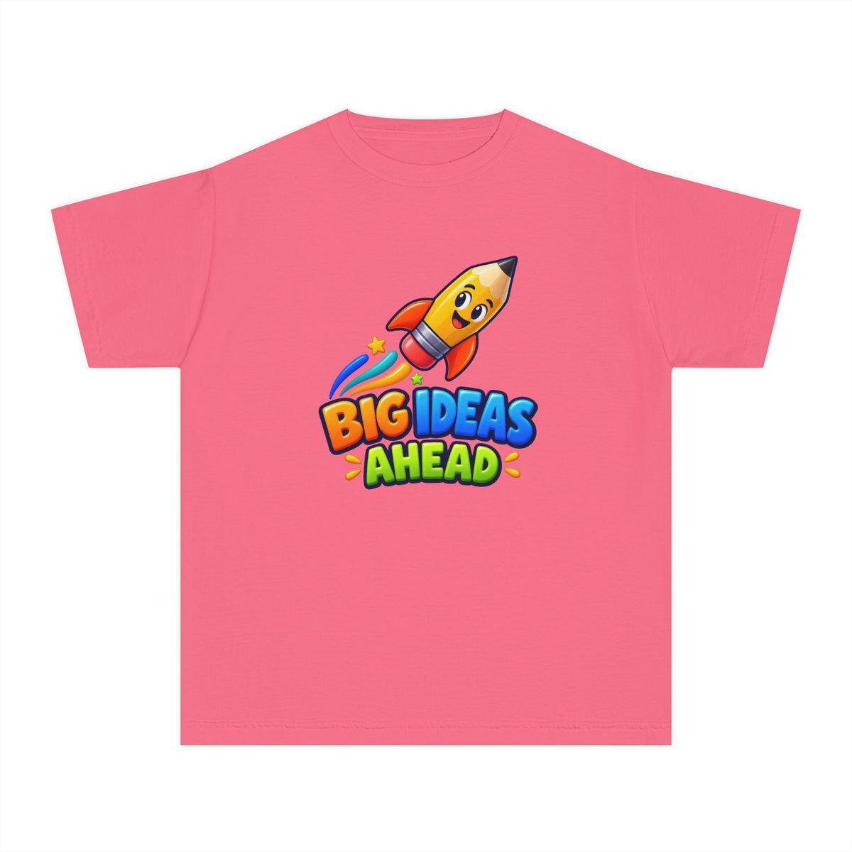 🚀 Big Ideas Ahead Rocket Pencil Kids Tee