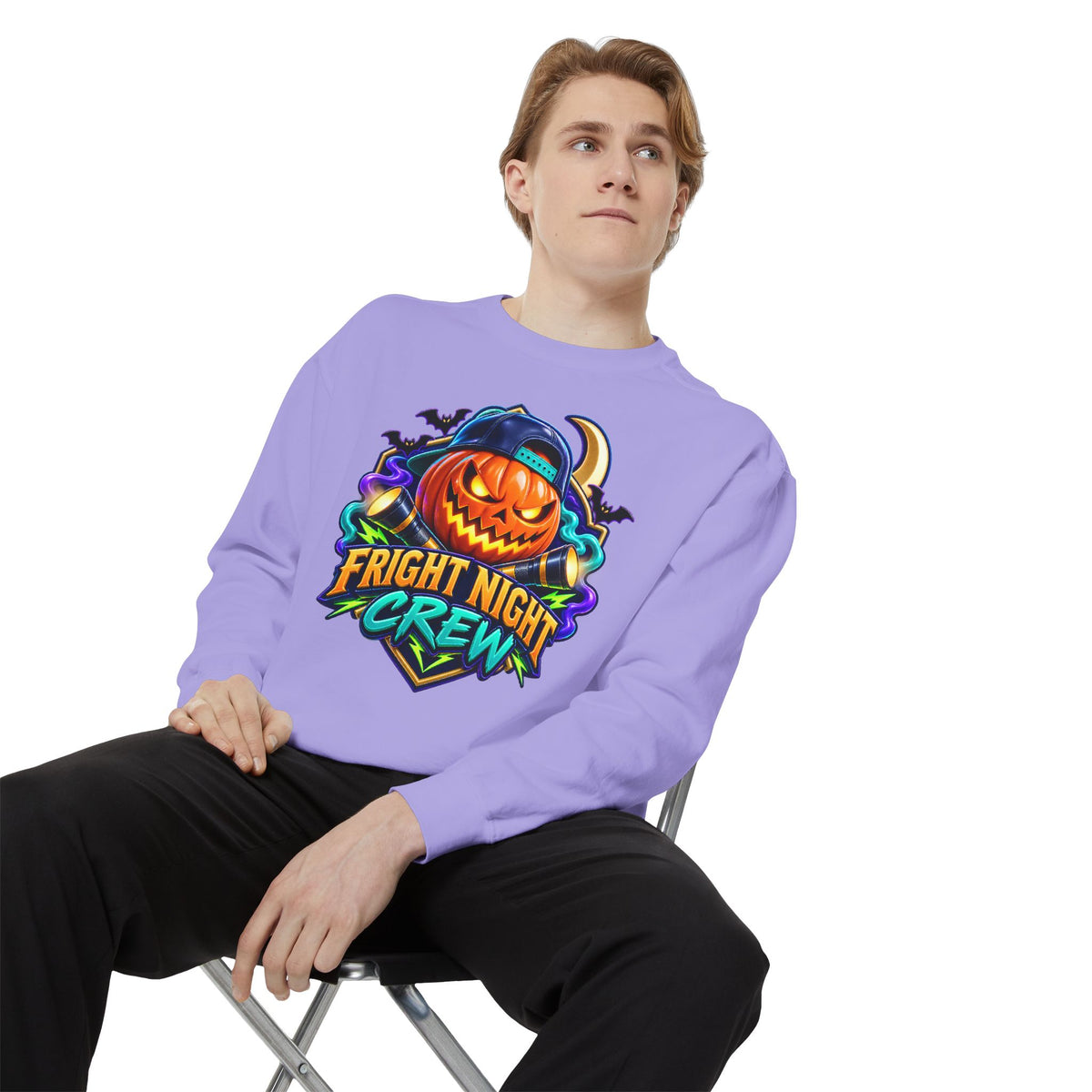 Fright Night Crew Halloween Sweatshirt 🎃 | Pumpkin Halloween Pullover