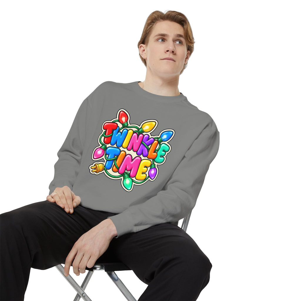 Twinkle Time Christmas - Colorful Holiday Light Graphic  Sweatshirt