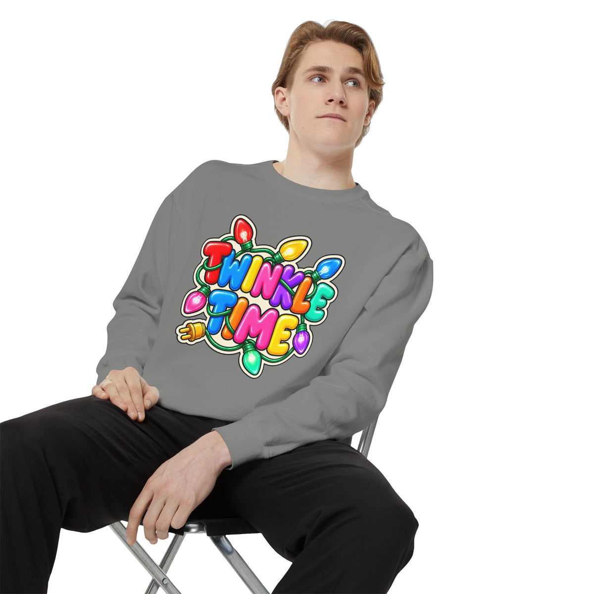 Twinkle Time Christmas - Colorful Holiday Light Graphic  Sweatshirt