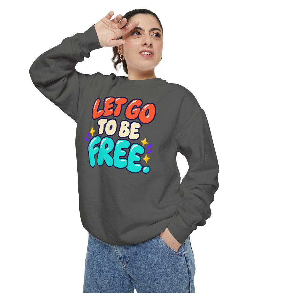 Let Go to Be Free Relaxed-Fit Sweatshirt — Lavender & Gray