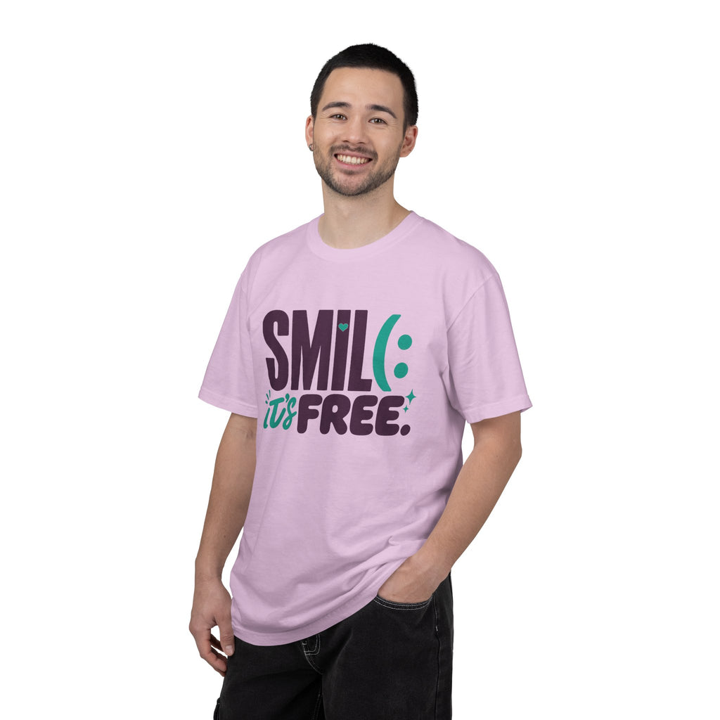 SMIL(: IT’S FREE. Plum & Teal Garment-Dyed Graphic Tee