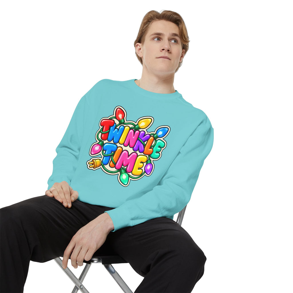 Twinkle Time Christmas - Colorful Holiday Light Graphic  Sweatshirt