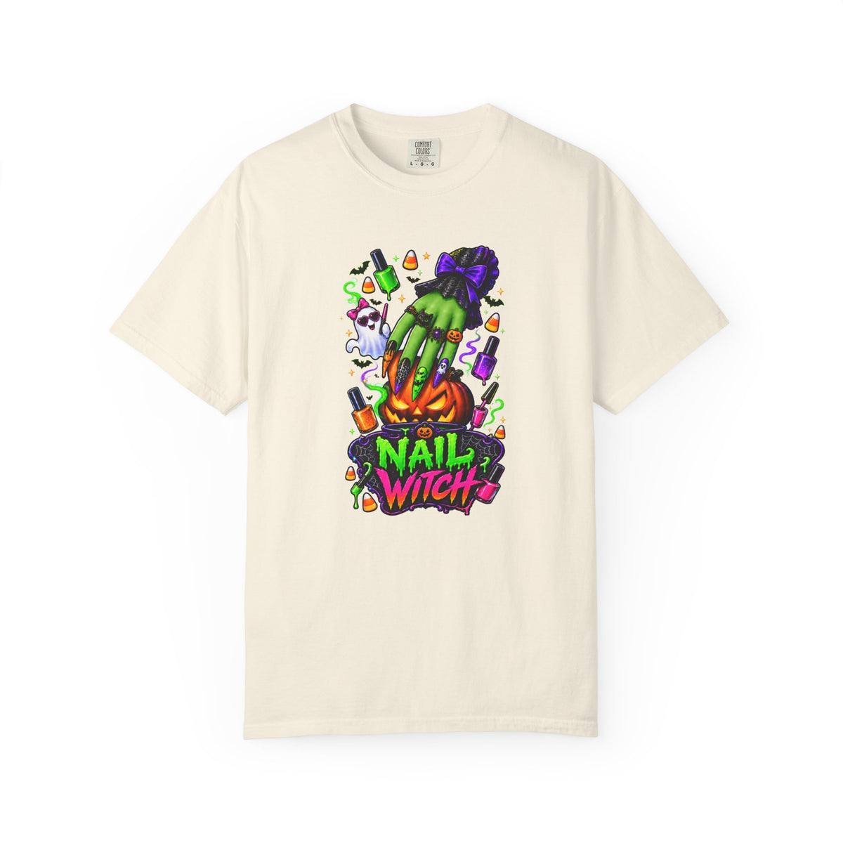 Nail Witch Halloween Tee – Adult Unisex Nail Tech & Beauty Salon Shirt