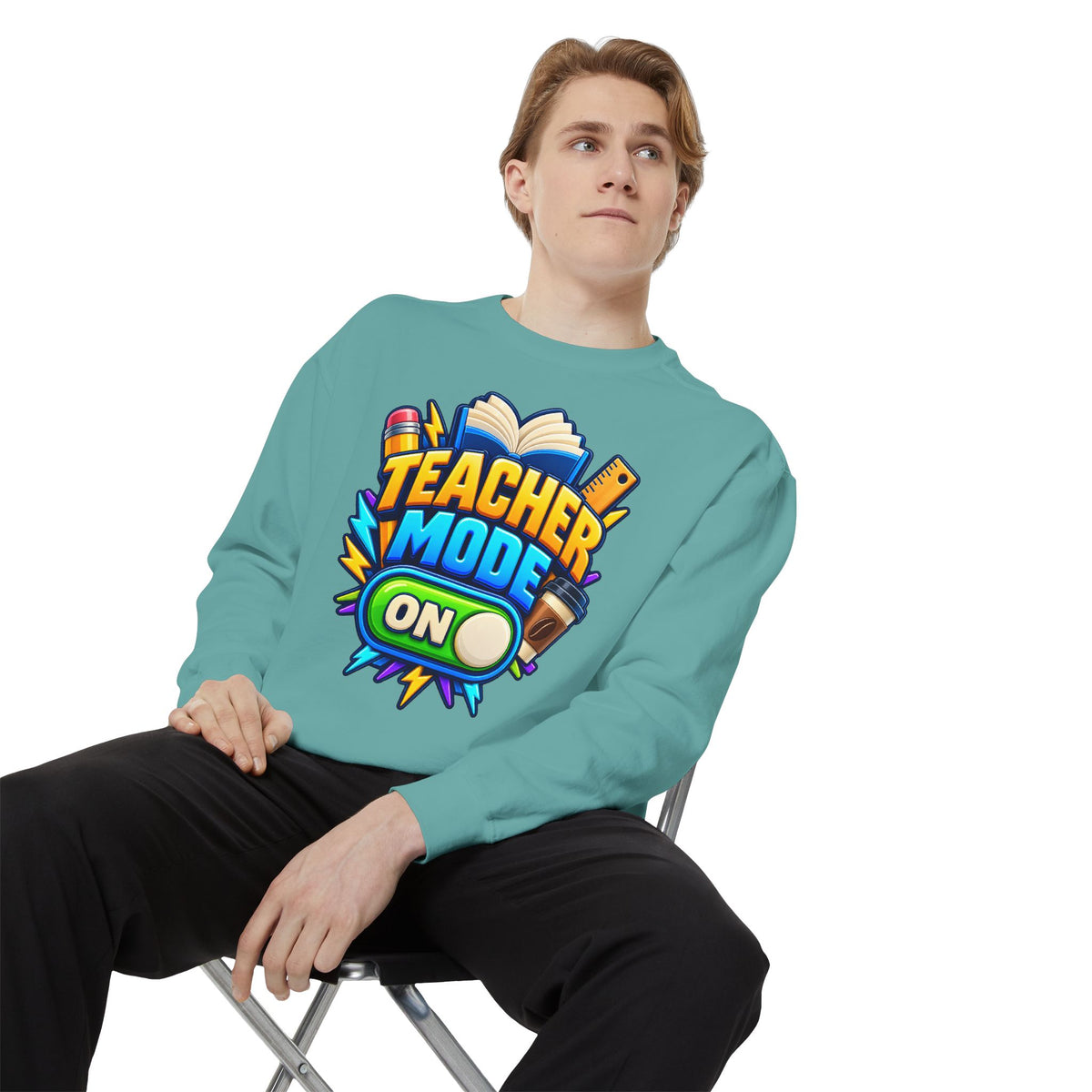 Teacher Mode On Sweatshirt 📚☕ | Funny Teacher Crewneck