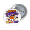 Happy Halloween Button Pin, Trick or Treat Pumpkin Halloween Badge