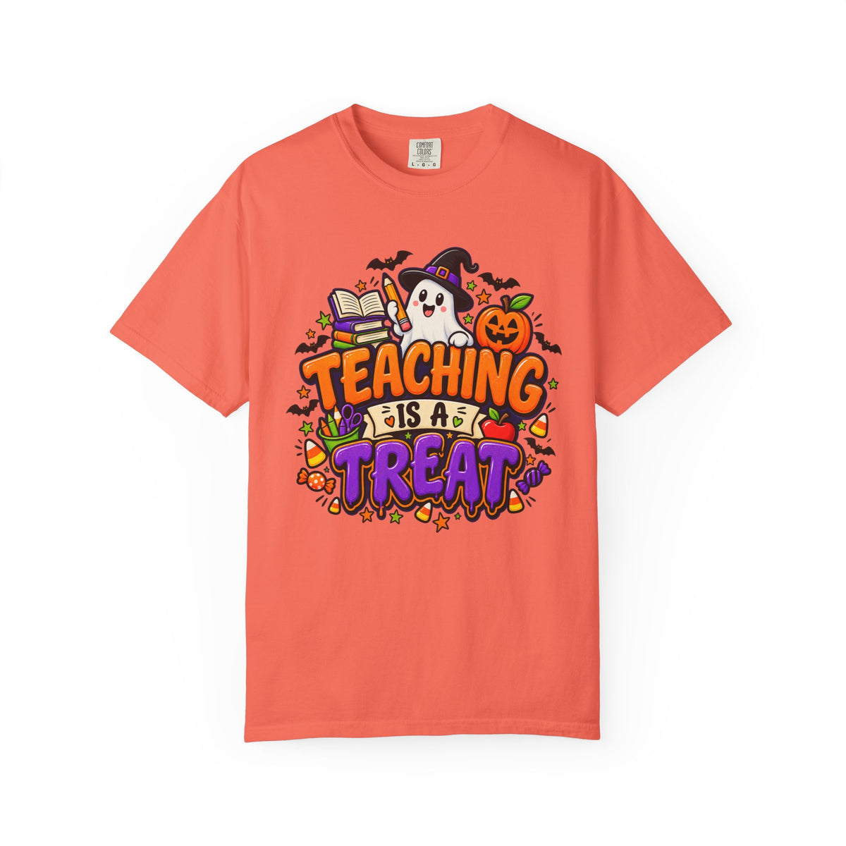Teaching Is a Treat Halloween T-Shirt — Cute Ghost & Pumpkin Teacher Tee