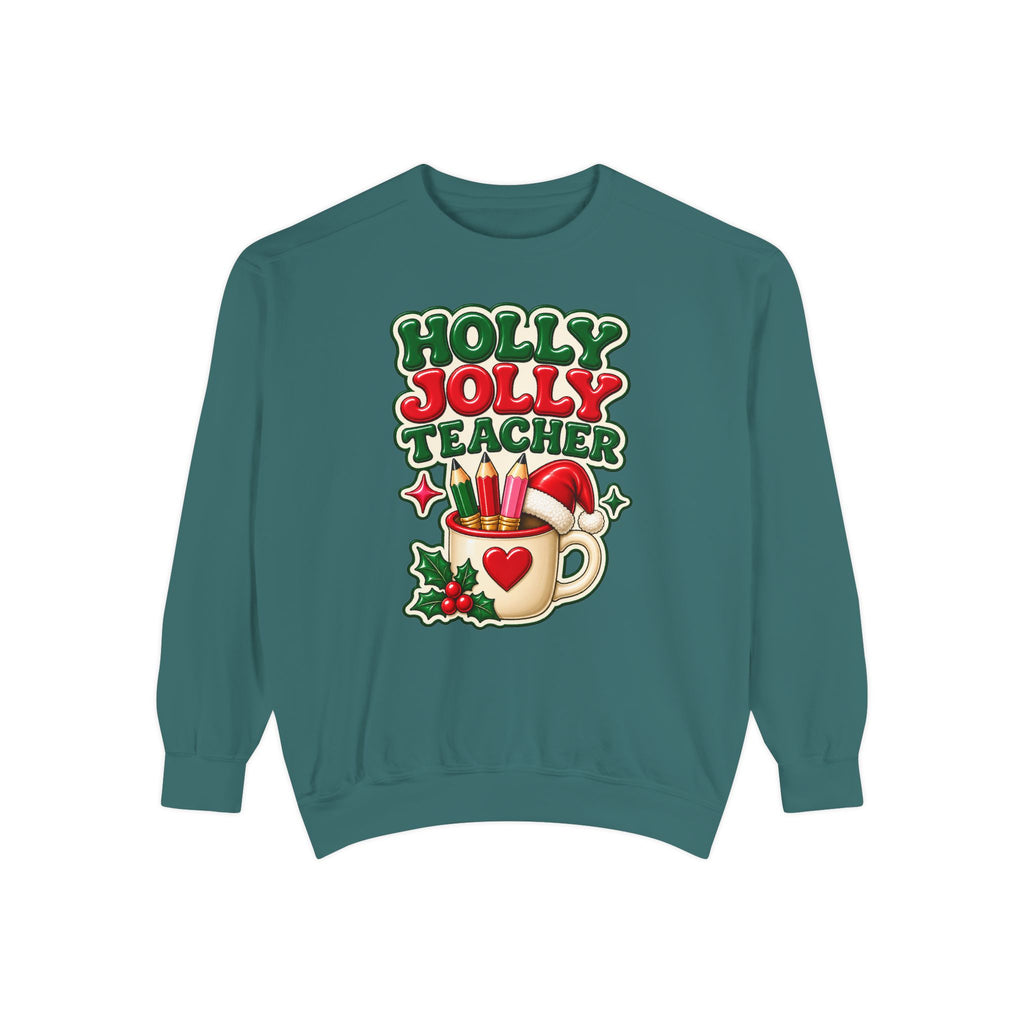 Holly Jolly Teacher Sweatshirt – Christmas Mug Holiday Teacher Gift