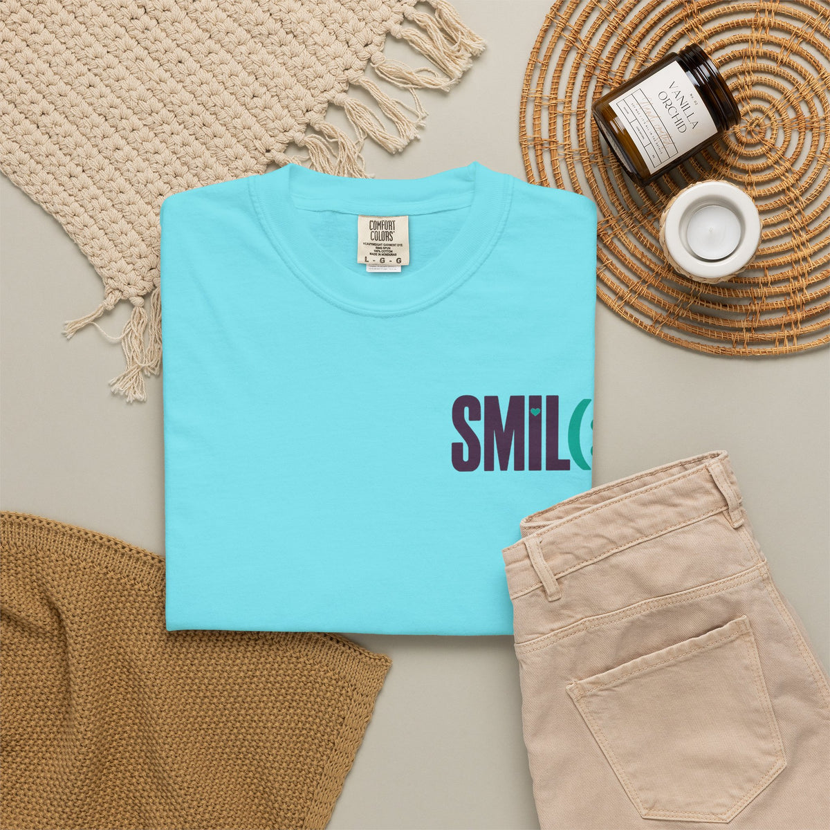 SMIL(: IT’S FREE. Front & Back Garment-Dyed Graphic Tee
