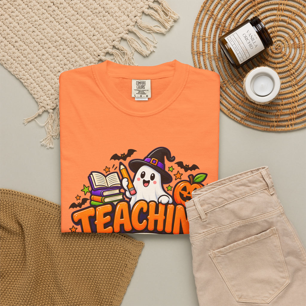 Teaching Is a Treat Halloween T-Shirt — Cute Ghost & Pumpkin Teacher Tee