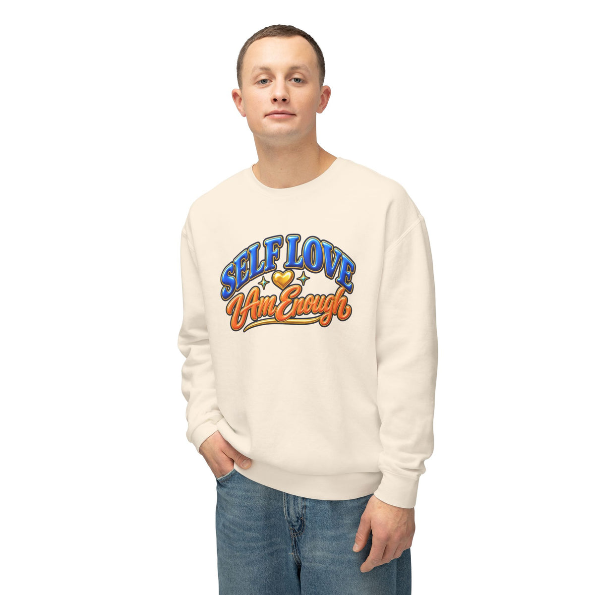 Self Love "I Am Enough" Crewneck Sweatshirt — Retro Positive Message Pullover