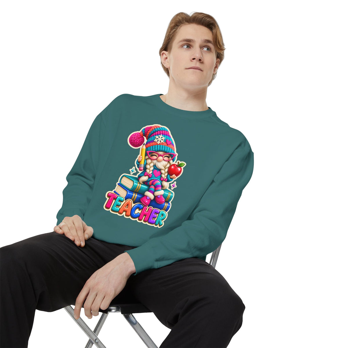 Teacher Gnome Book Lover Holiday Sweatshirt