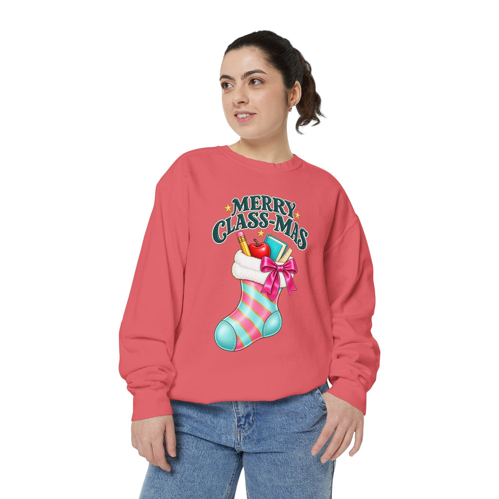 Merry Class-mas Sweatshirt — Christmas Teacher Holiday Stocking Crewneck