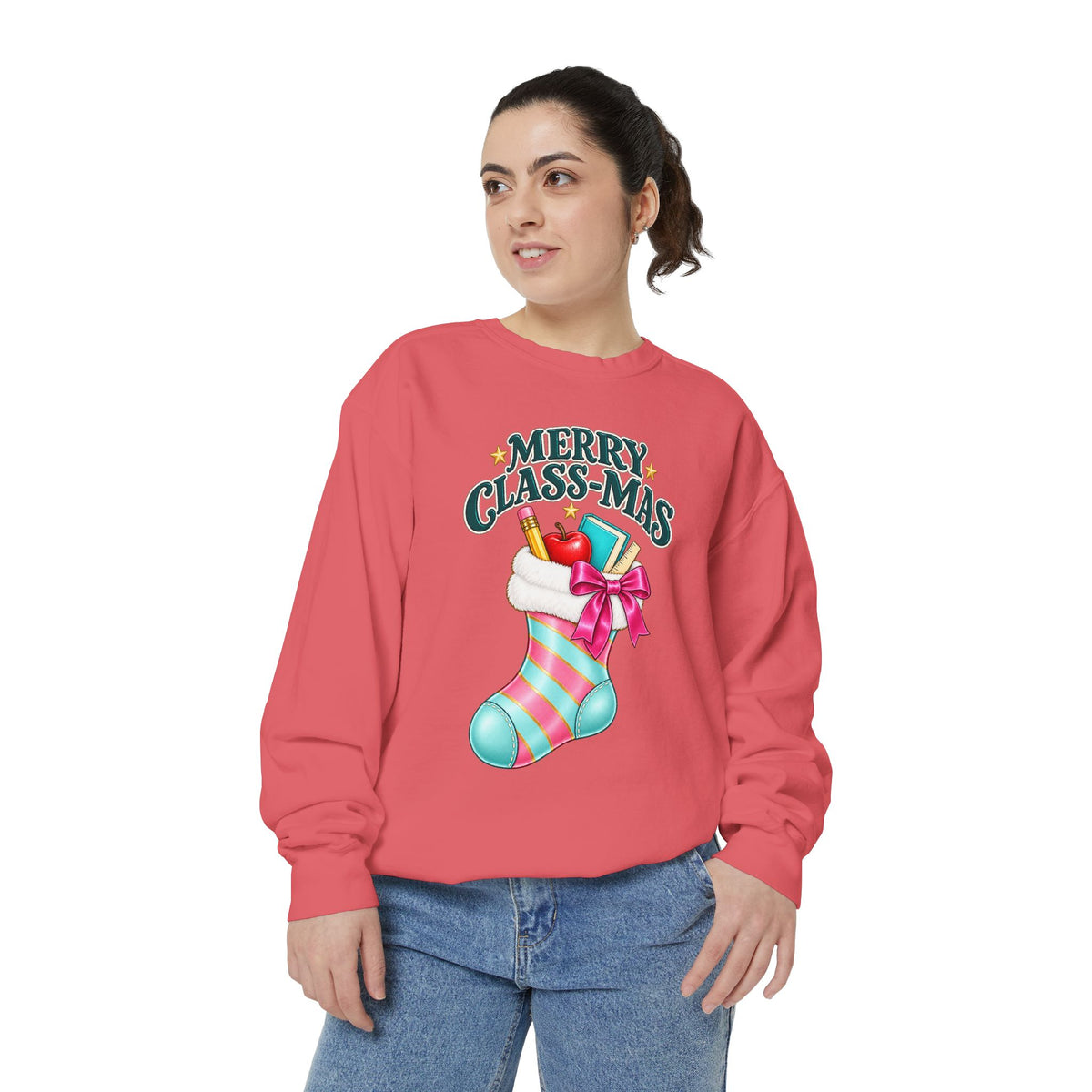 Merry Class-mas Sweatshirt — Christmas Teacher Holiday Stocking Crewneck