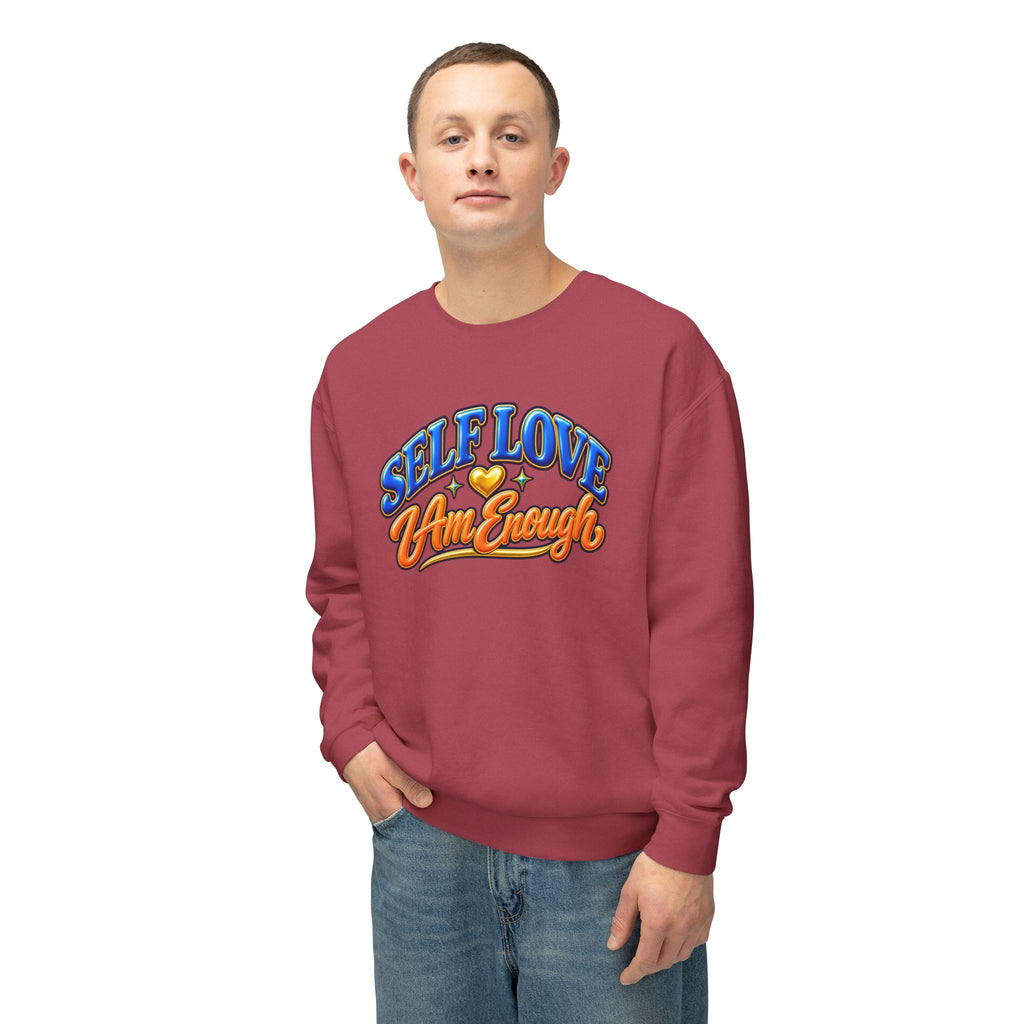 Self Love "I Am Enough" Crewneck Sweatshirt — Retro Positive Message Pullover