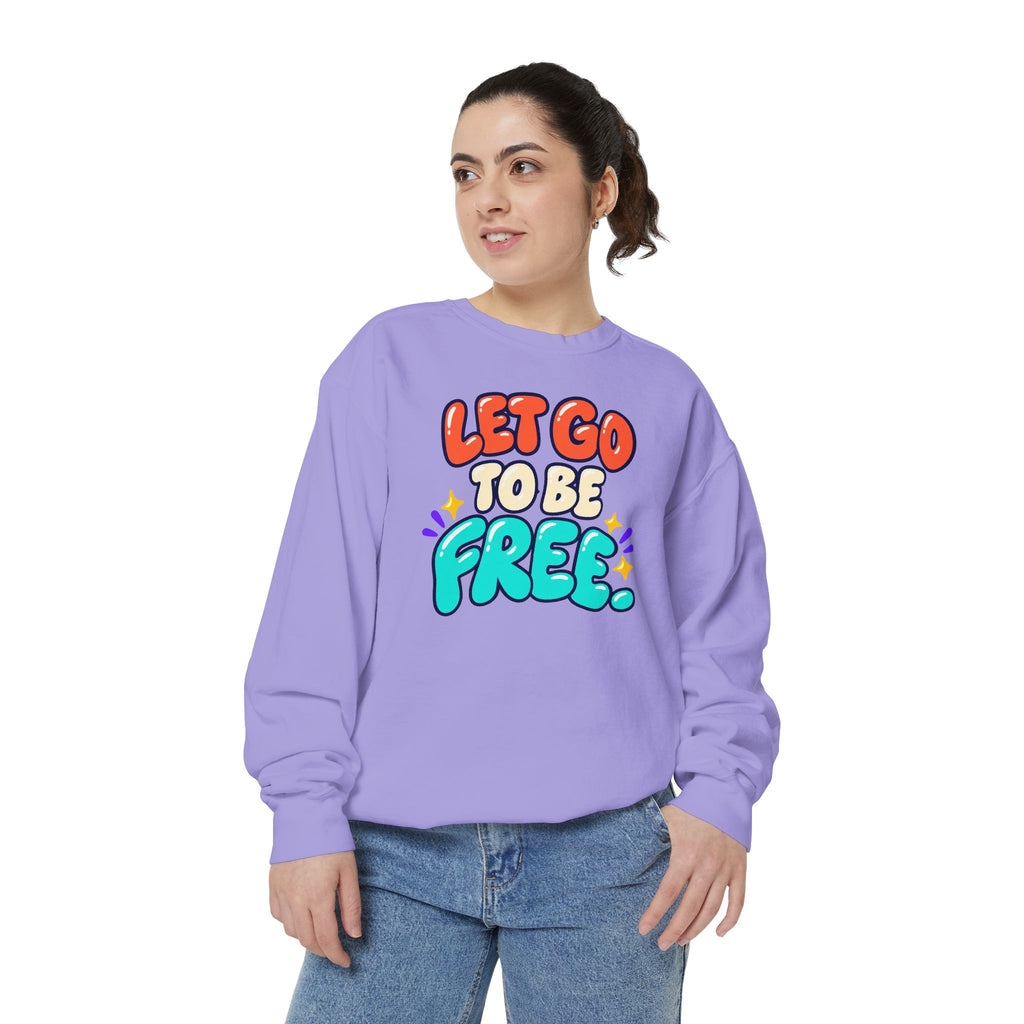 Let Go to Be Free Relaxed-Fit Sweatshirt — Lavender & Gray