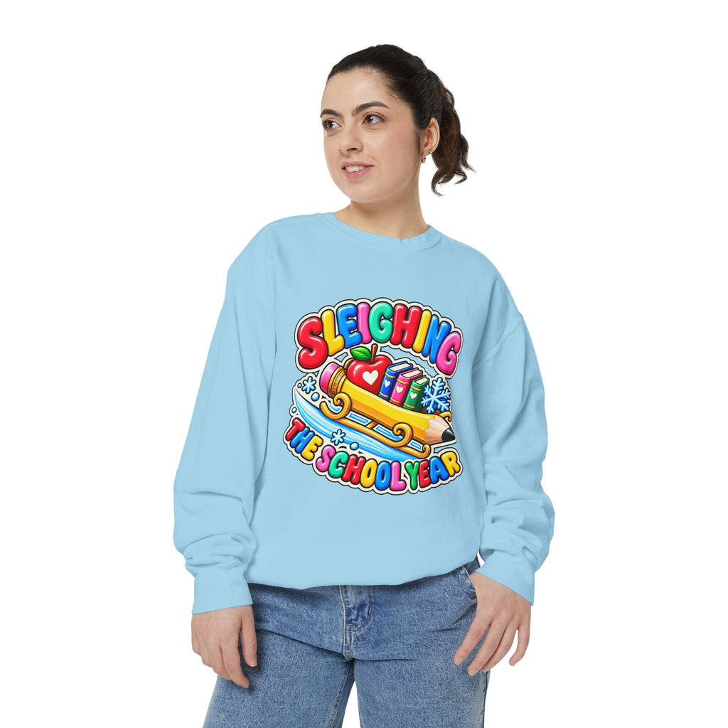 Sleighing the School Year Christmas Sweatshirt 📚🍎❄️