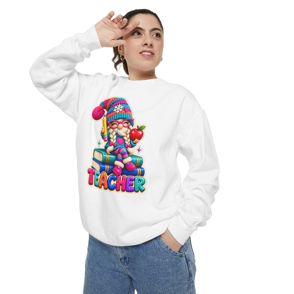 Teacher Gnome Book Lover Holiday Sweatshirt