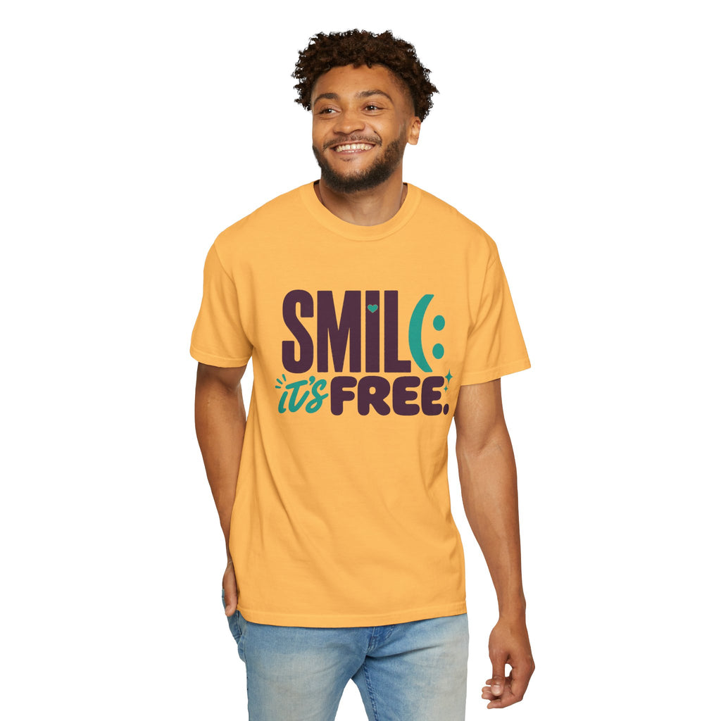 SMIL(: IT’S FREE. Plum & Teal Garment-Dyed Graphic Tee