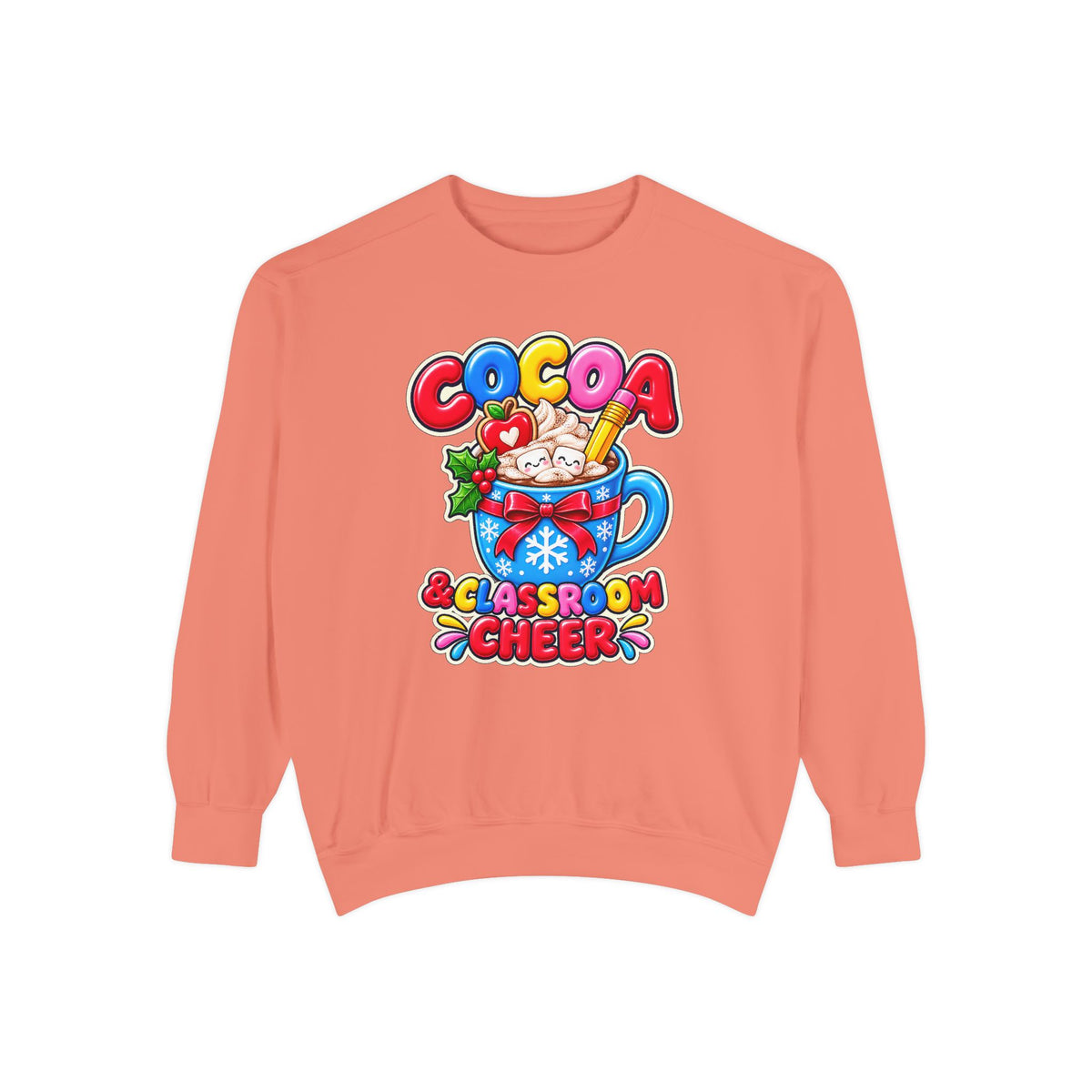Cocoa and Classroom Cheer Christmas Sweatshirt ☕🍎❄️