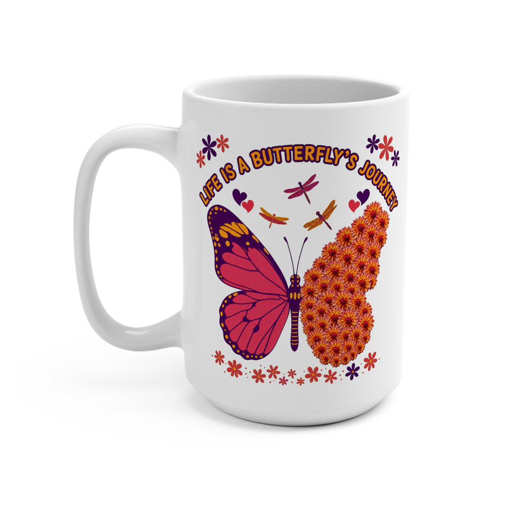 Life Is a Butterfly’s Journey Mug - Inspirational Coffee Cup - Butterfly Transformation Gift - Floral Nature Mug