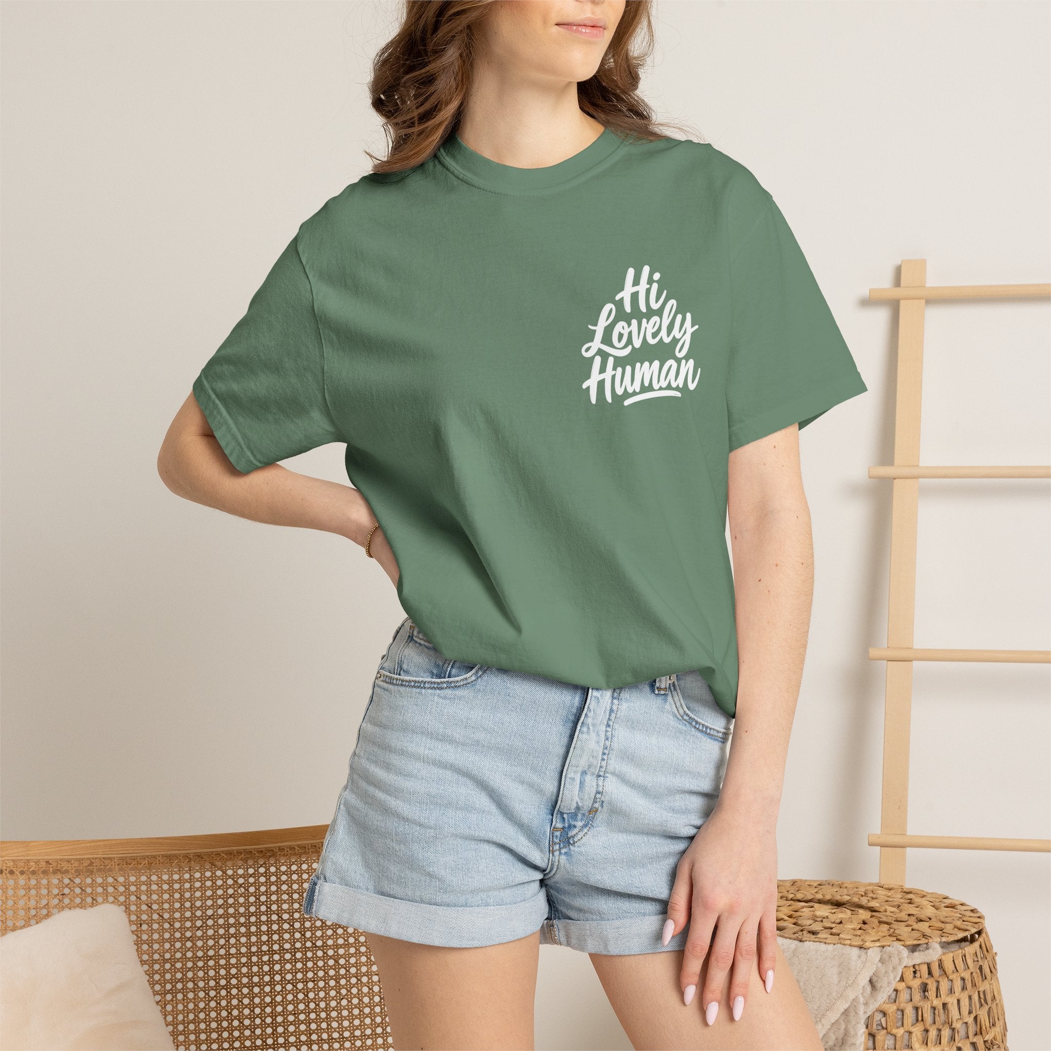 Hi Lovely Human — Inspirational Garment-Dyed Adult T-Shirt