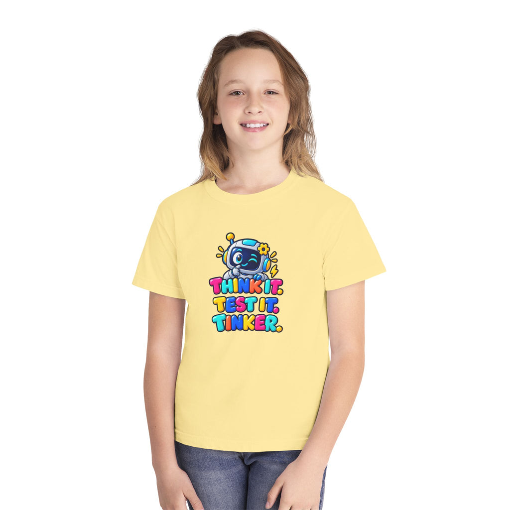 🤖 Think It. Test It. Tinker." Robot STEM Graphic Kids Tee