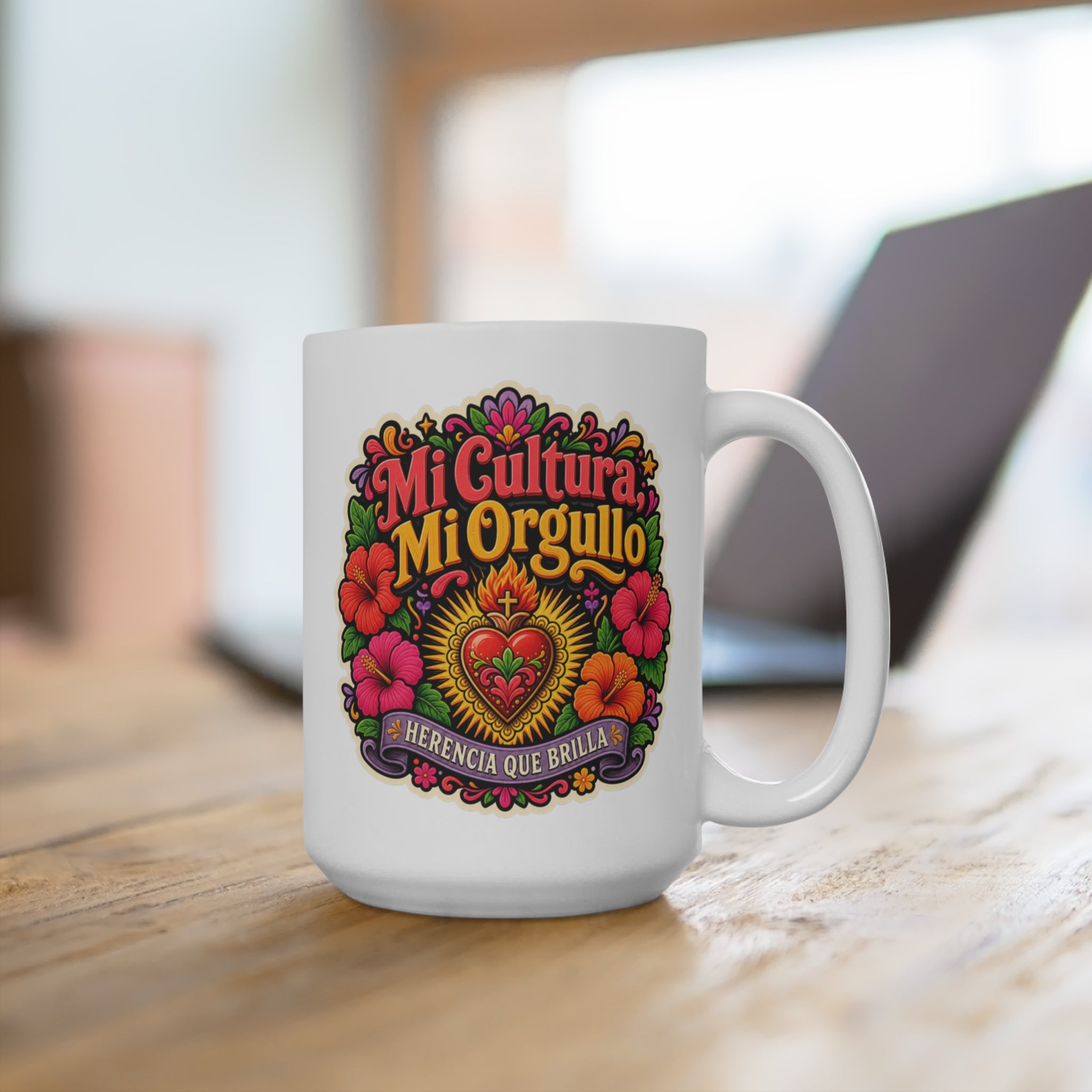 Mi Cultura Mi Orgullo Mug - Herencia Que Brilla Coffee Cup - Hispanic Heritage Gift for Latinas, Latino Families and Cultural Pride