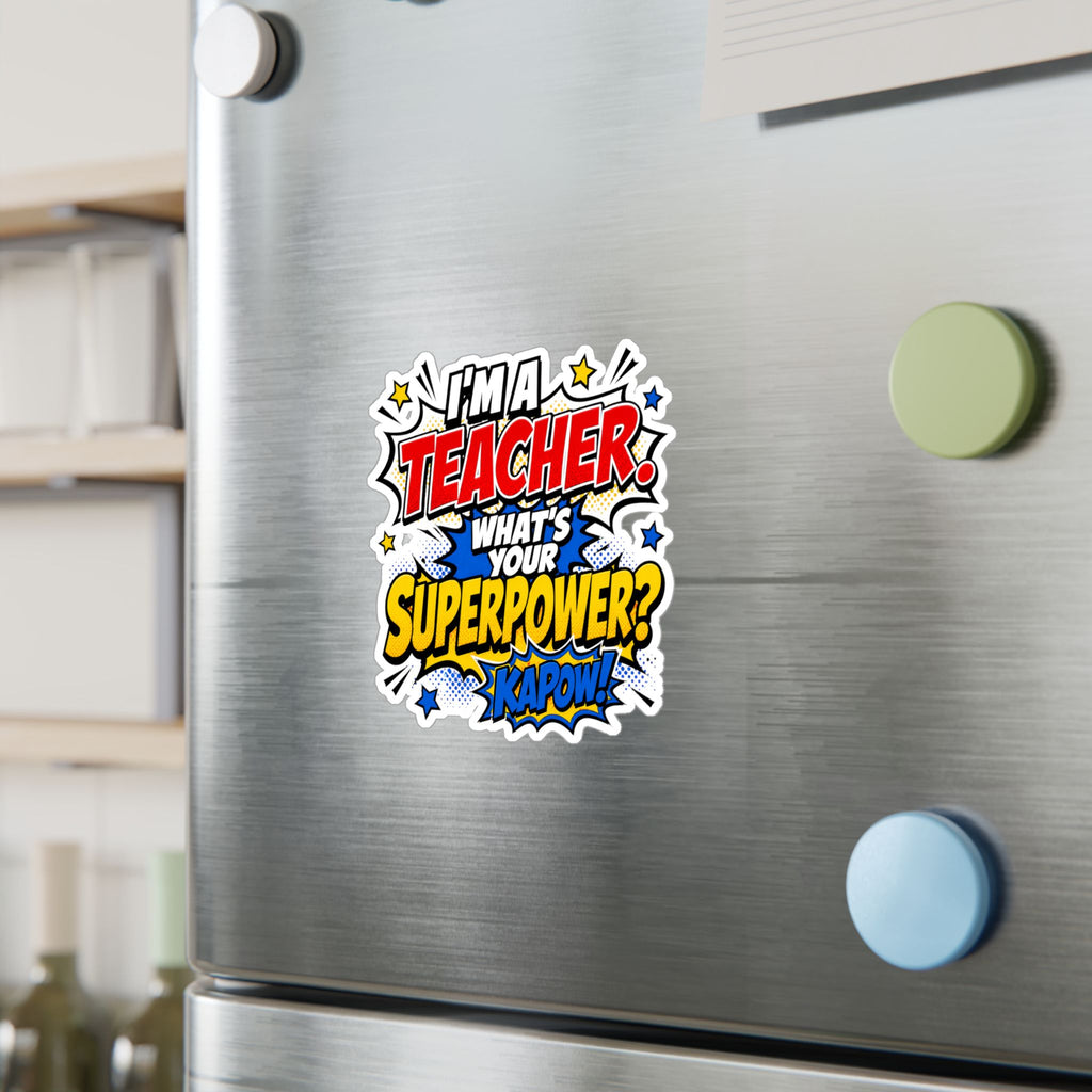 Teacher Superpower Retro Comic Book Die-Cut Decal Vinyl Sticker