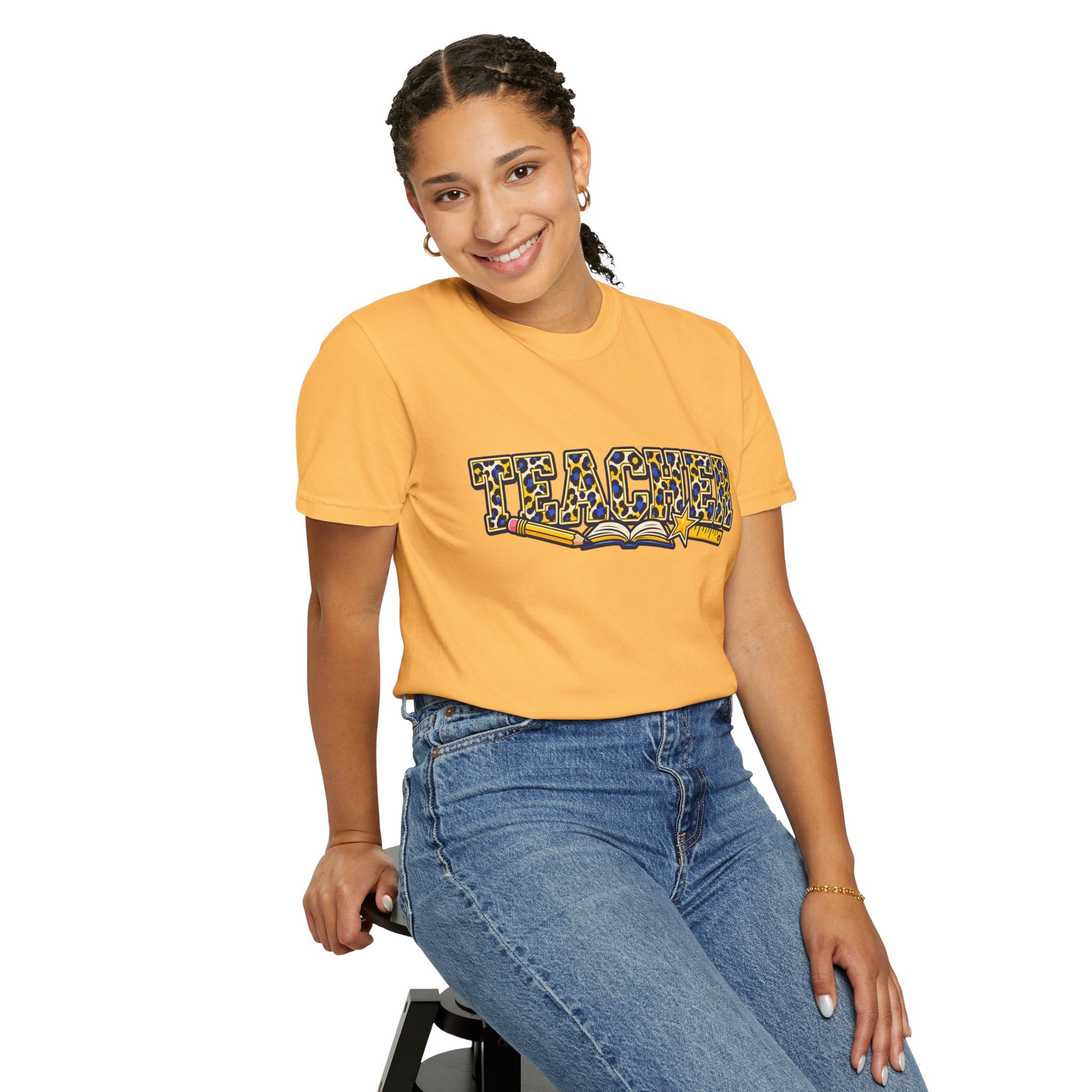 Leopard Print Teacher Comfort Colors® Heavyweight Tee 🍎✏️