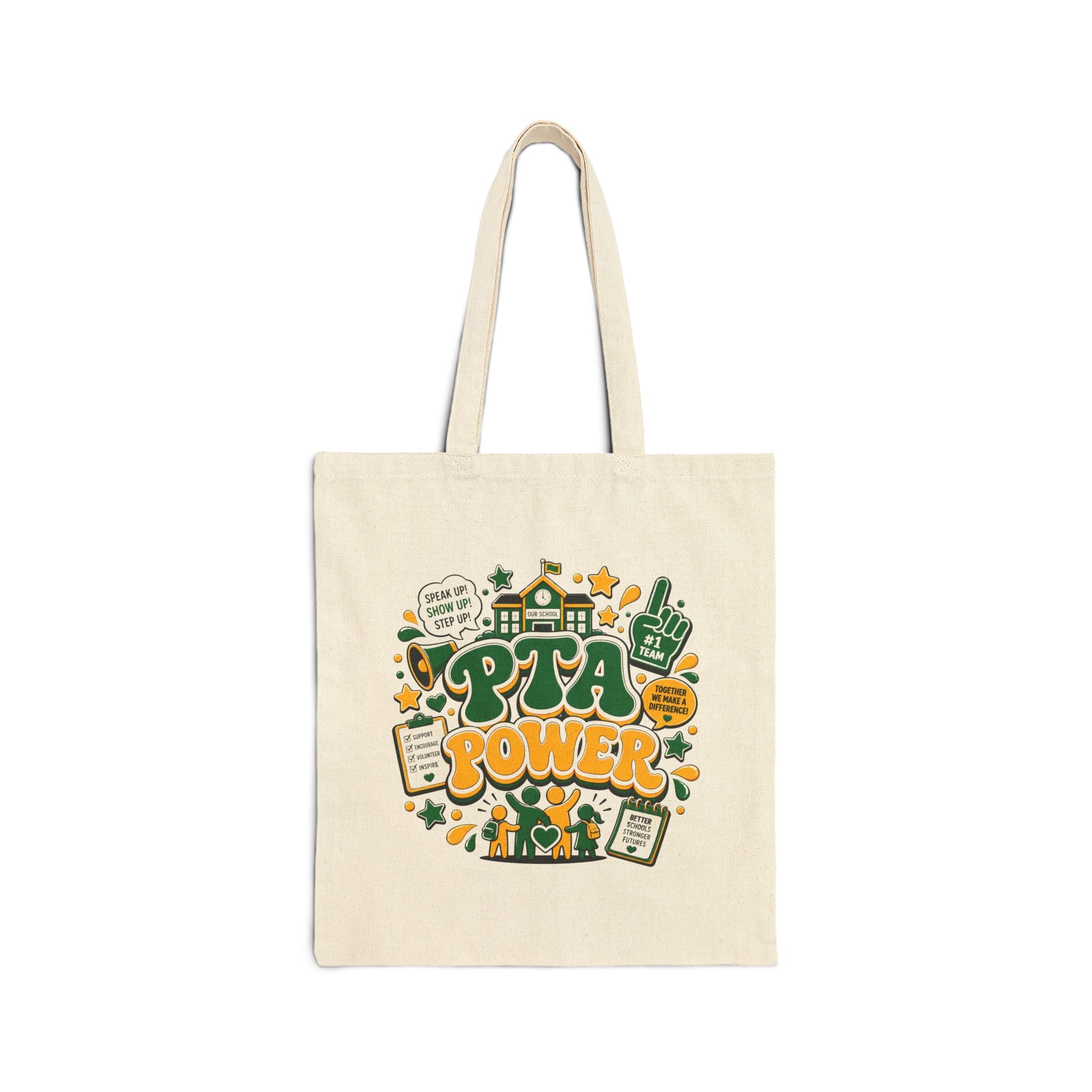 PTA Power Groovy Two-Tone School Volunteer Spirit Wear - Canvas Tote Bag