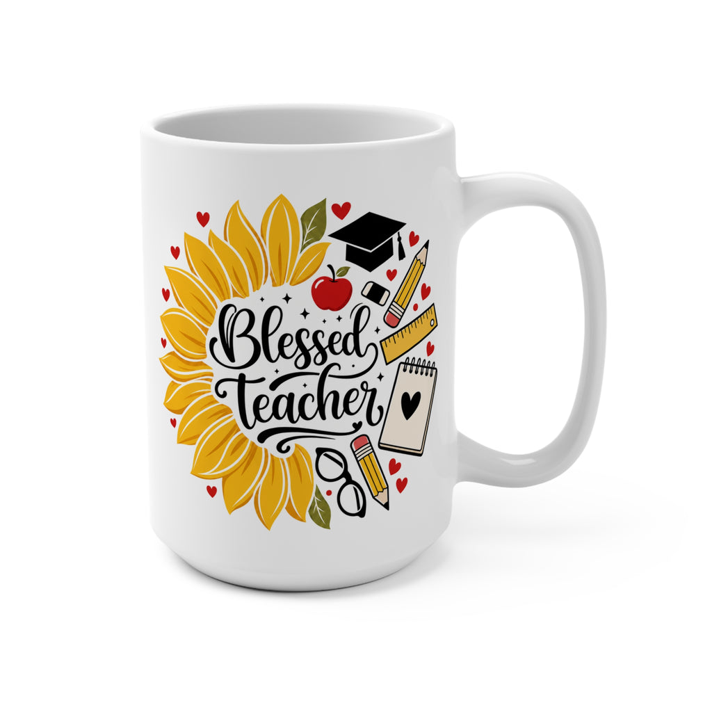 Blessed Teacher Mug - Sunflower Teacher Coffee Cup - Inspirational Teacher Gift - Teacher Appreciation Mug