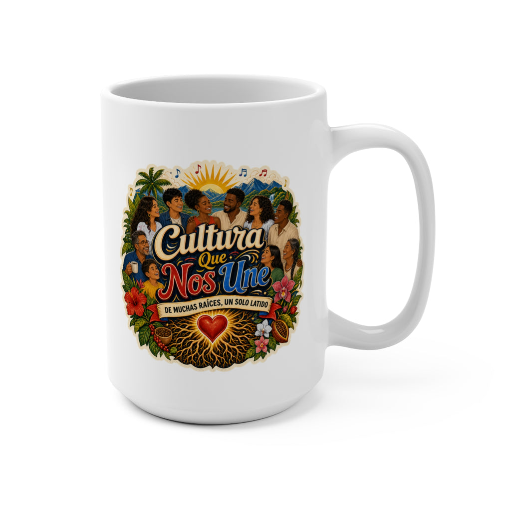 Cultura Que Nos Une Mug - De Muchas Raíces Un Solo Latino Coffee Cup - Hispanic Heritage Gift for Latino Families, Community and Culture Lovers