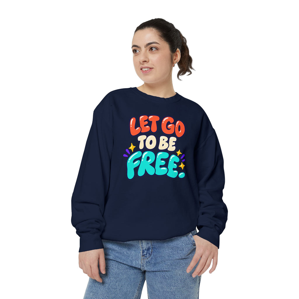 Let Go to Be Free Relaxed-Fit Sweatshirt — Lavender & Gray