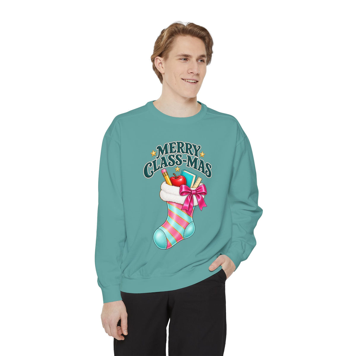 Merry Class-mas Sweatshirt — Christmas Teacher Holiday Stocking Crewneck