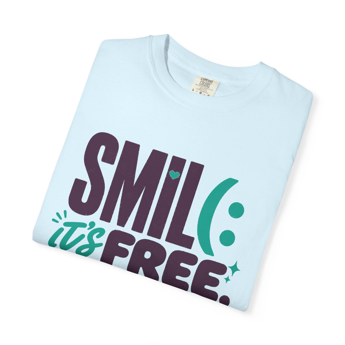 SMIL(: IT’S FREE. Plum & Teal Garment-Dyed Graphic Tee