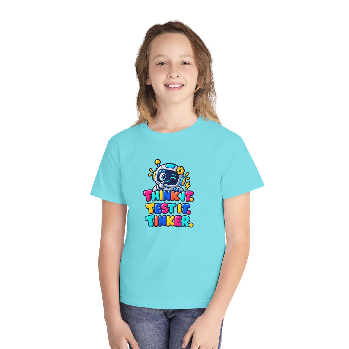 🤖 Think It. Test It. Tinker." Robot STEM Graphic Kids Tee