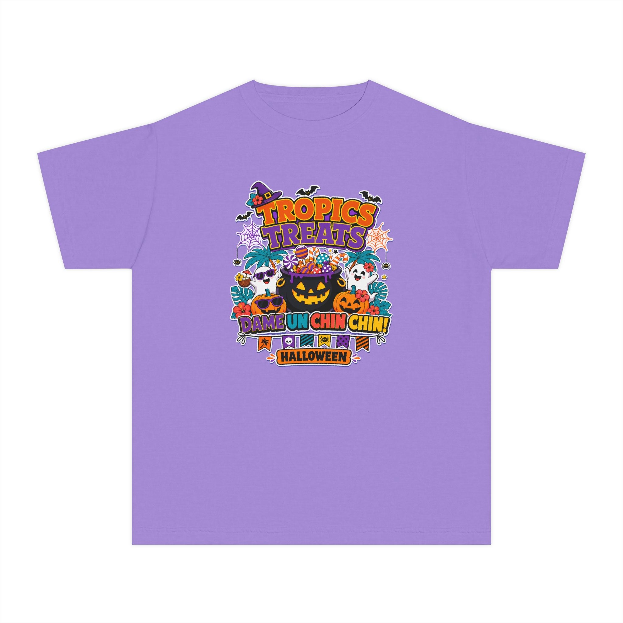 Tropics Treats Youth Halloween Retro Tee 🌴🎃