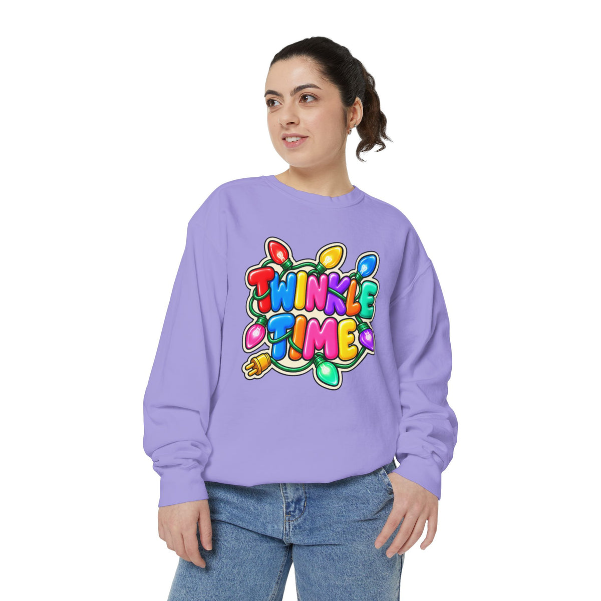 Twinkle Time Christmas - Colorful Holiday Light Graphic  Sweatshirt