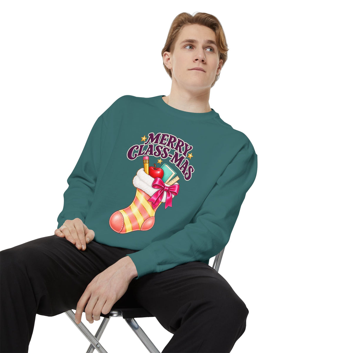 Merry Class-mas Sweatshirt – Cute Christmas Stocking Teacher Holiday Sweater