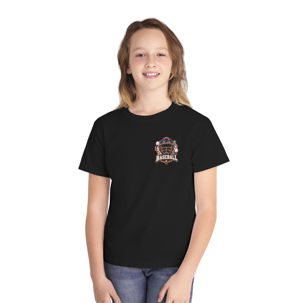 Baseball Catcher Mask Youth Tee — Patriotic Baseball Graphic T‑Shirt  ⚾
