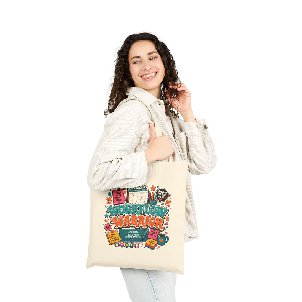 Workflow Warrior Cotton Tote Bag – Planner, Coffee and Productivity Gifts