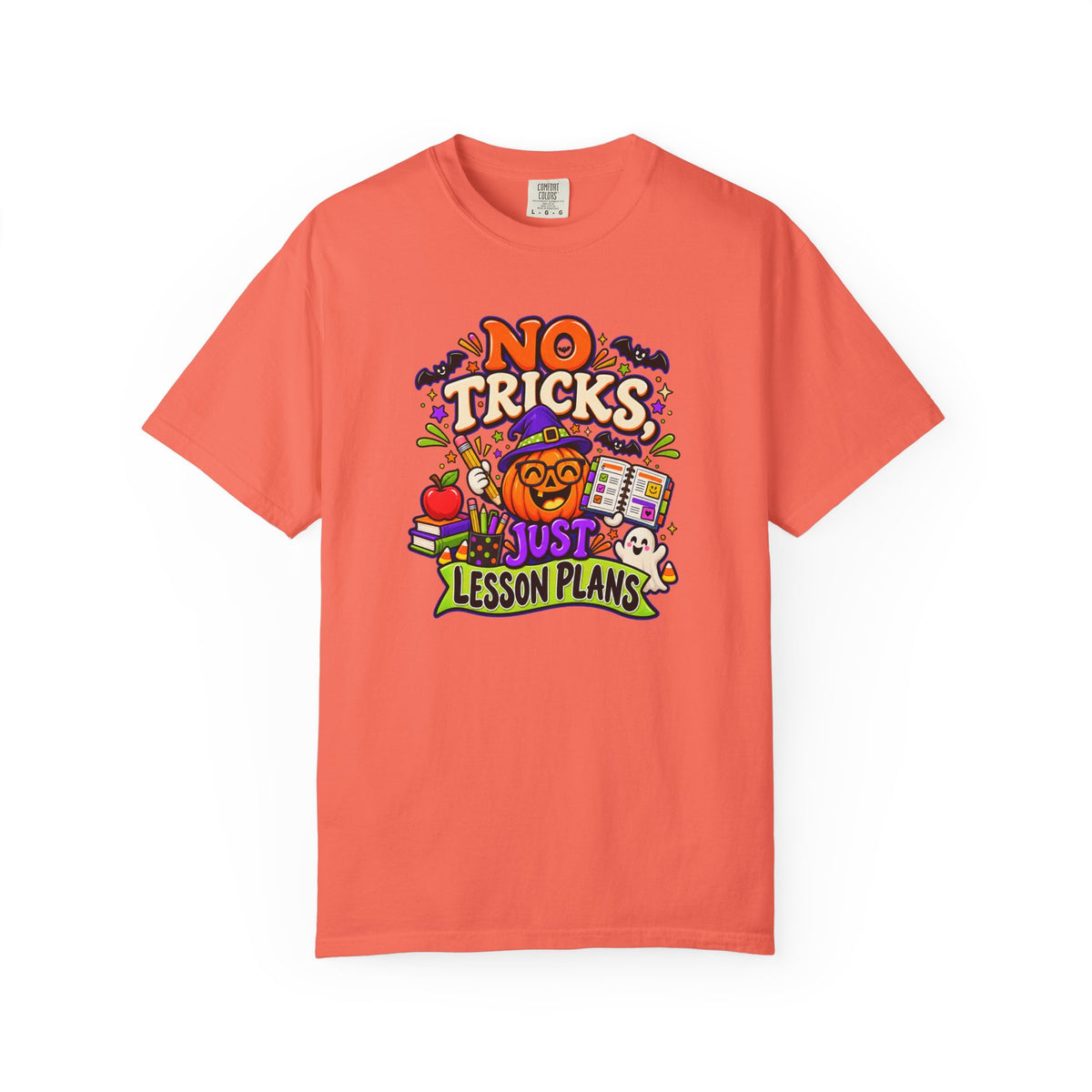 Halloween Teacher T-Shirt - "No Tricks, Just Lesson Plans"
