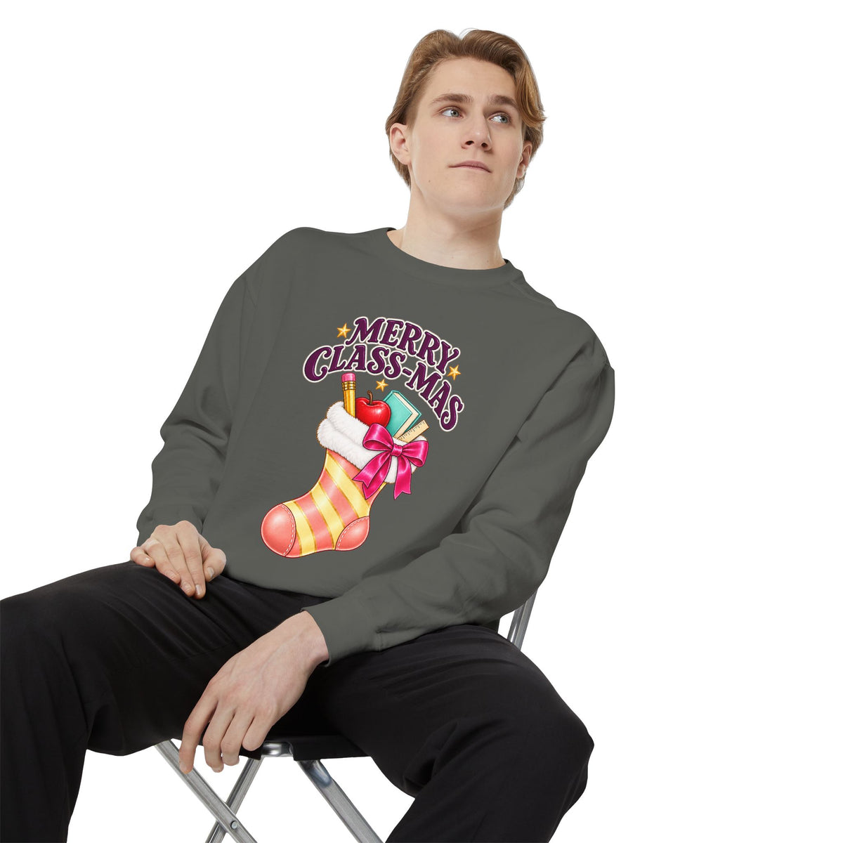 Merry Class-mas Sweatshirt – Cute Christmas Stocking Teacher Holiday Sweater
